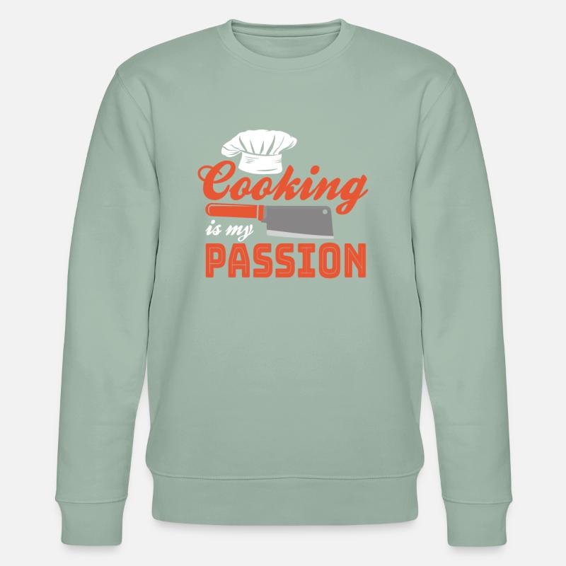 Kochen Spruch Geschenk - Stanley/Stella Unisex Bio-Sweatshirt CHANGER  - Helles Graugrün