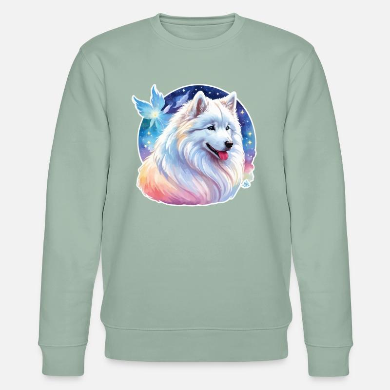 Samojede Wasserfarben - Stanley/Stella Unisex Bio-Sweatshirt CHANGER  - Helles Graugrün