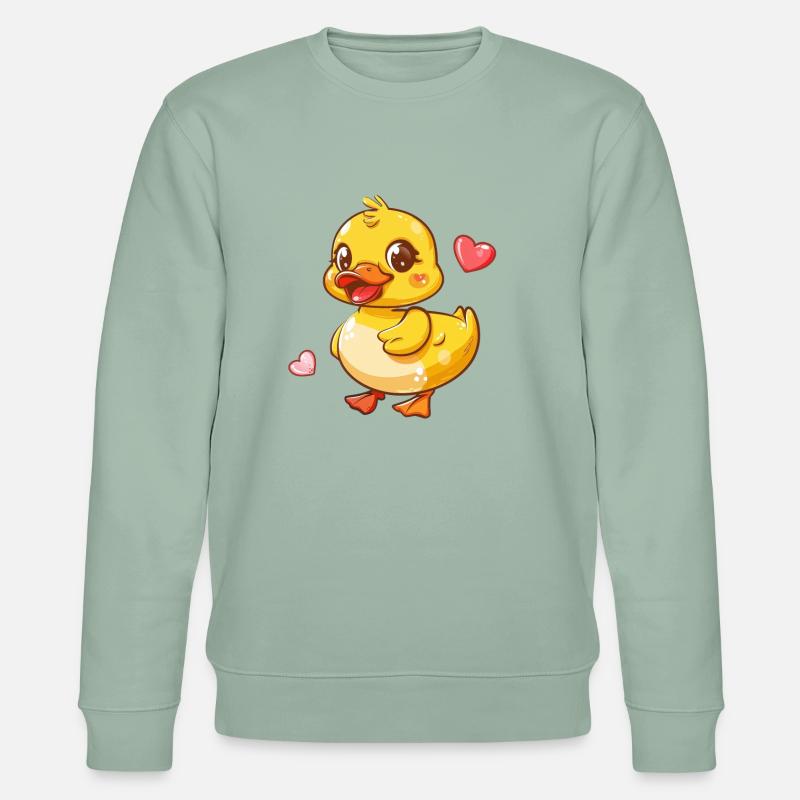 Süßes Entchen Mit Herzchen - Stanley/Stella Unisex Bio-Sweatshirt CHANGER  - Helles Graugrün