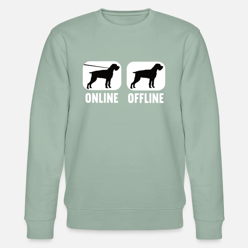 Online Offline Deutsch Drahthaar Jagdhund - Stanley/Stella Unisex Bio-Sweatshirt CHANGER - Helles Graugrün