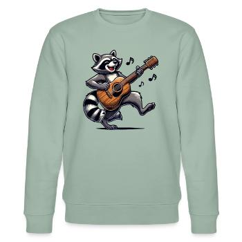 Raccoon Guitar Music - Stanley/Stella CHANGER Unisex Organic Sweatshirt - aloe - Front - Jaron (178cm) & Liana (172cm)