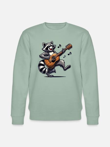 Waschbär Gitarre Musik - Stanley/Stella Unisex Bio-Sweatshirt CHANGER - Helles Graugrün