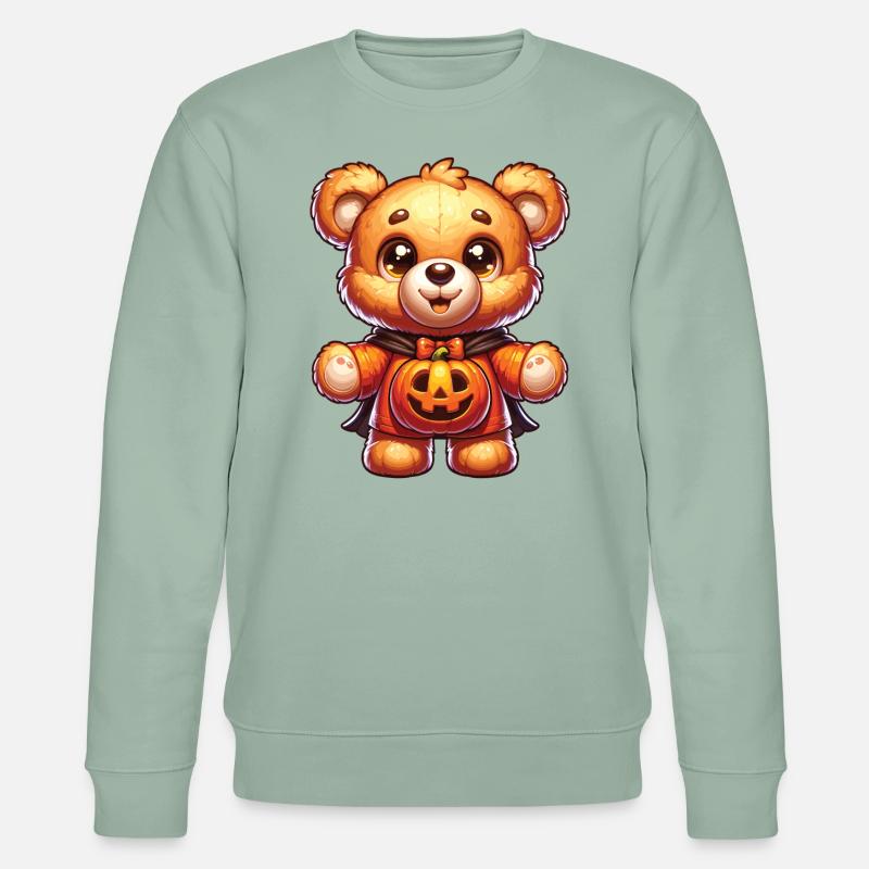 Halloween Teddybär Halloween Bär - Stanley/Stella Unisex Bio-Sweatshirt CHANGER  - Helles Graugrün