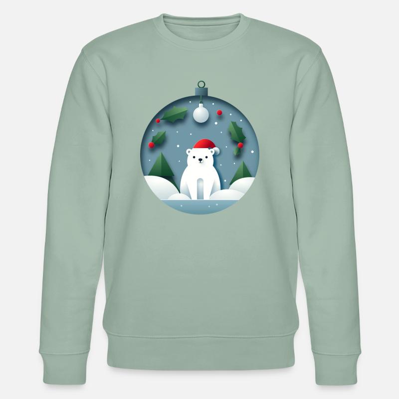 Eisbär in Weihnachtskugel - Stanley/Stella Unisex Bio-Sweatshirt CHANGER  - Helles Graugrün