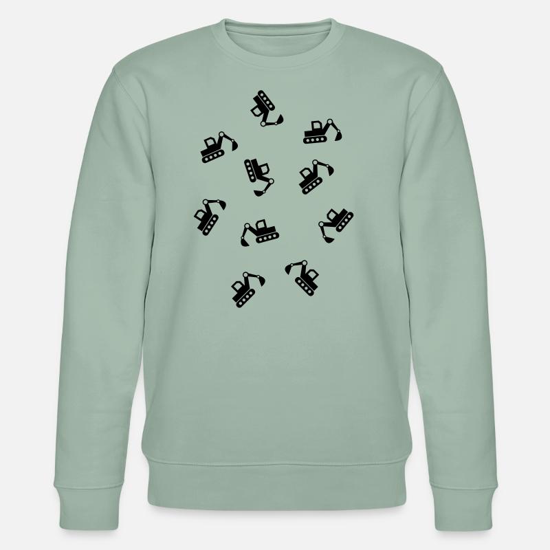 viele Bagger Baustelle Bauarbeiter Baggerfahrer - Stanley/Stella Unisex Bio-Sweatshirt CHANGER  - Helles Graugrün