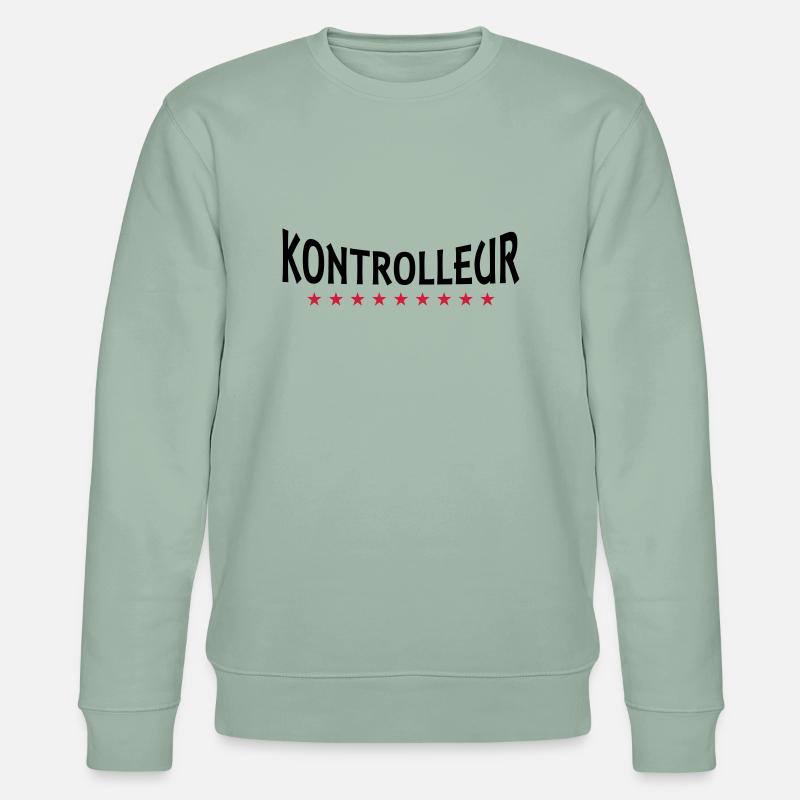 Kontrolleur + Dein Text - Stanley/Stella Unisex Bio-Sweatshirt CHANGER  - Helles Graugrün