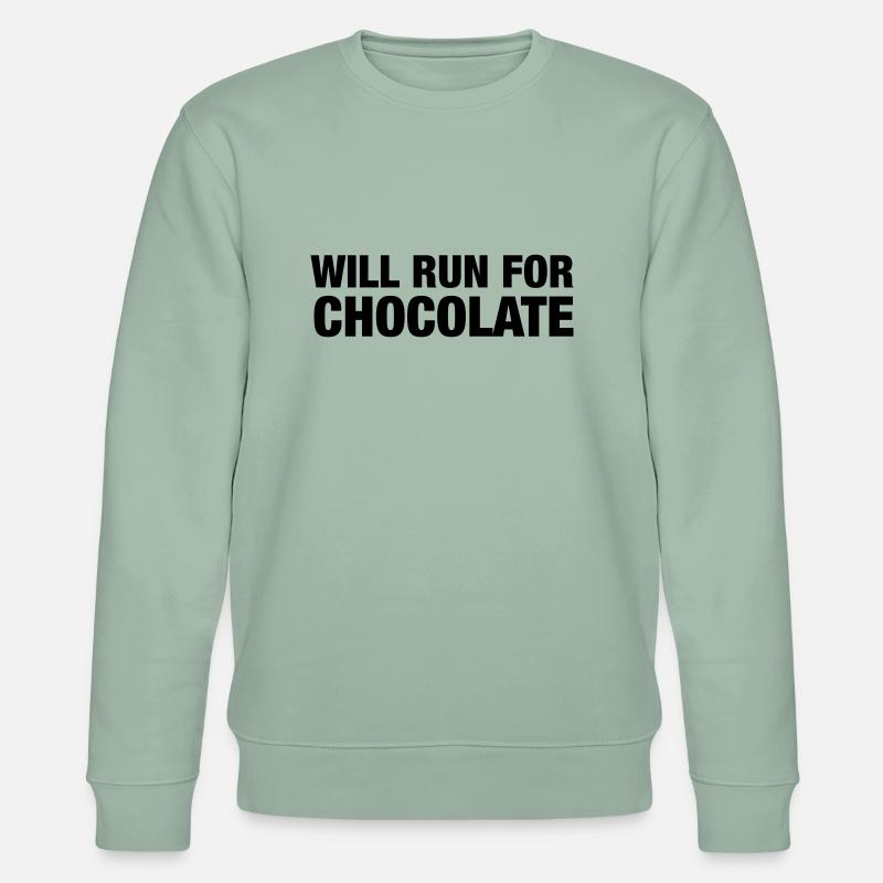Will Run For Chocolate - Stanley/Stella Unisex Bio-Sweatshirt CHANGER  - Helles Graugrün