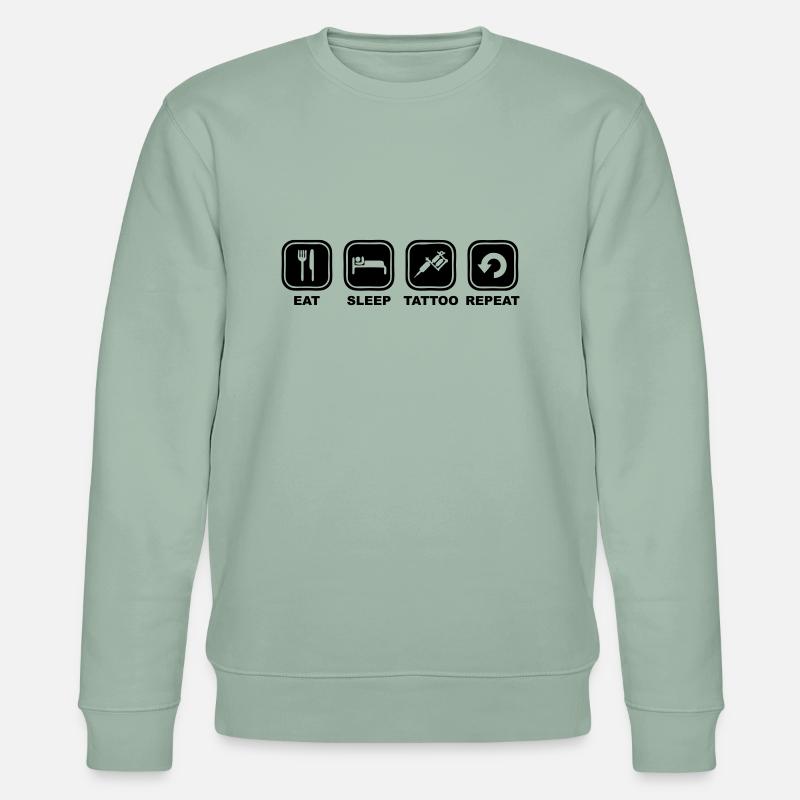 Eat,sleep,TATTOO, Repeat - Stanley/Stella Unisex Bio-Sweatshirt CHANGER  - Helles Graugrün