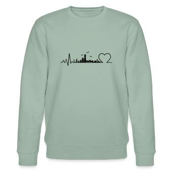 Skyline - Insel Rügen - Stanley/Stella Unisex Bio-Sweatshirt CHANGER  - Helles Graugrün - Vorne - Jaron (178cm) & Liana (172cm)