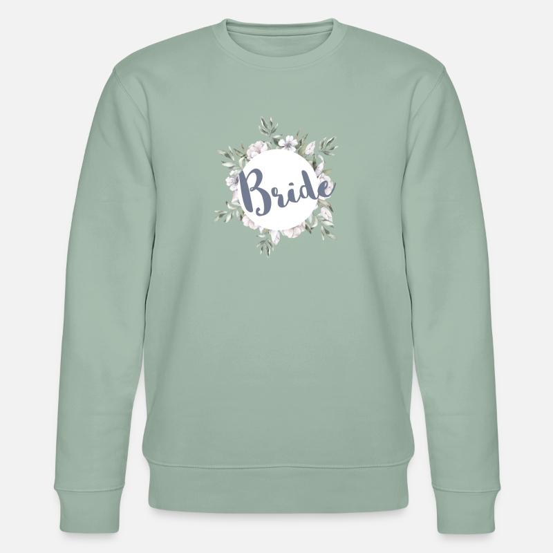 Bride Greenery & Blüten Braut - Stanley/Stella Unisex Bio-Sweatshirt CHANGER  - Helles Graugrün