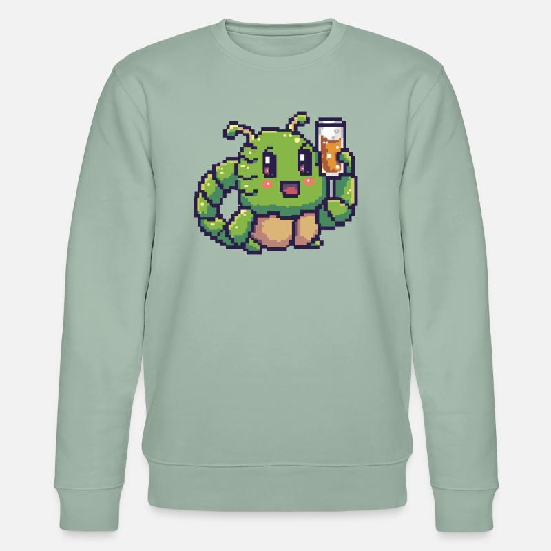 Wurm Pixel Bier - Stanley/Stella Unisex Bio-Sweatshirt CHANGER  - Helles Graugrün