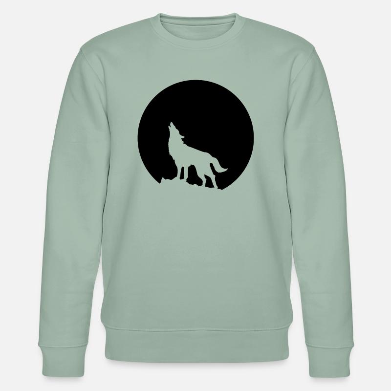 Wolf Howling Moon - Stanley/Stella Unisex Bio-Sweatshirt CHANGER  - Helles Graugrün