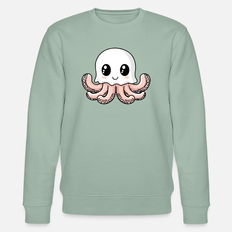 Oktopus Halloween Comic Geist - Stanley/Stella Unisex Bio-Sweatshirt CHANGER  - Helles Graugrün