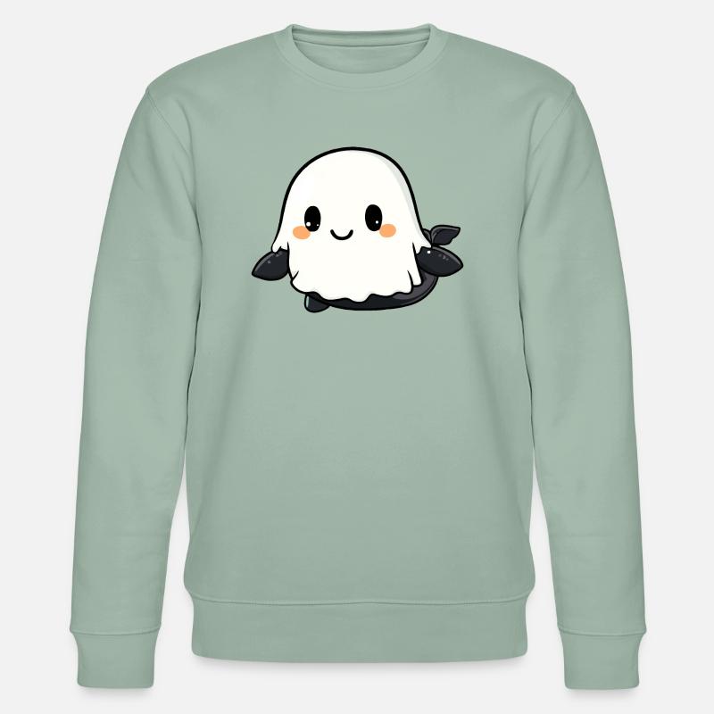 Wal Halloween Comic Geist - Stanley/Stella Unisex Bio-Sweatshirt CHANGER  - Helles Graugrün