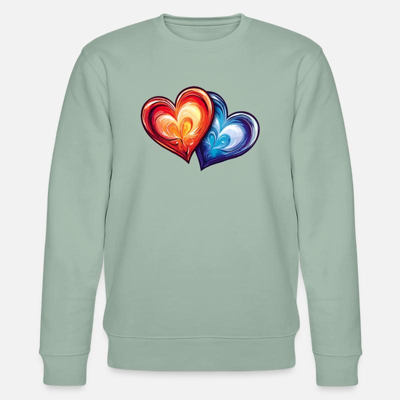 Bunte Herzen - Stanley/Stella Unisex Bio-Sweatshirt CHANGER  - Helles Graugrün