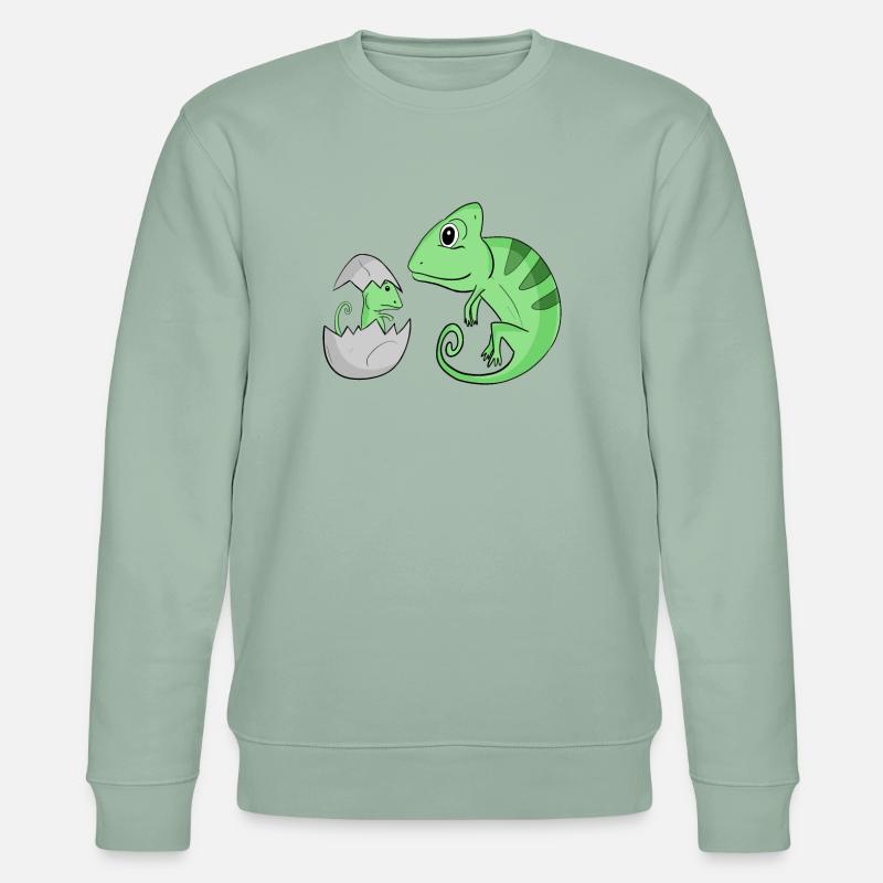 Caméléon avec bébé caméléon - Sweat bio CHANGER Stanley/Stella Unisexe - vert de gris clair