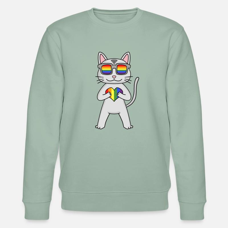 Chat LGBT Devon Rex Rainbow - Sweat bio CHANGER Stanley/Stella Unisexe - vert de gris clair
