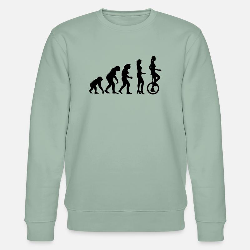 evolution_einradfahrerin_1c - Stanley/Stella Unisex Bio-Sweatshirt CHANGER - Helles Graugrün