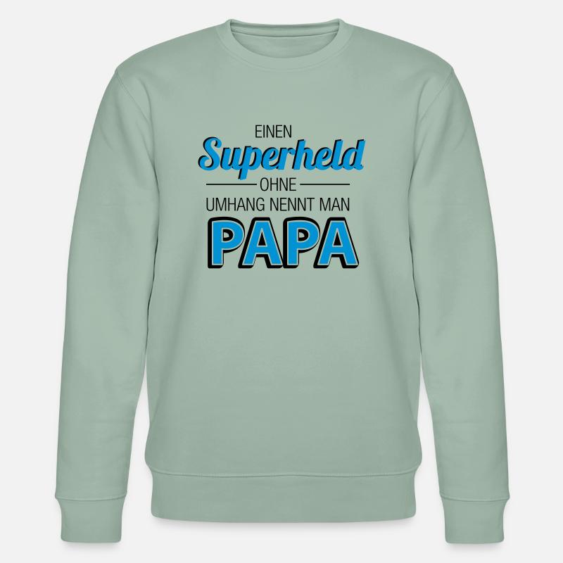Superheld Papa - Stanley/Stella Unisex Bio-Sweatshirt CHANGER - Helles Graugrün