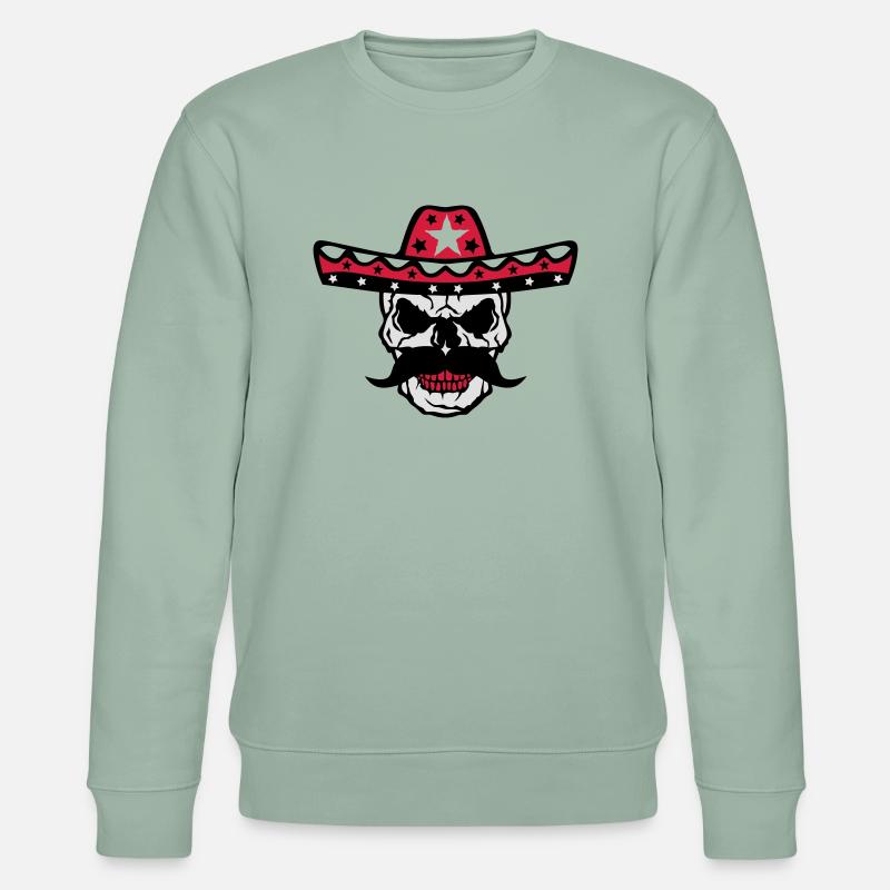 Mexikanische Schädel Schädelkappe 58 - Stanley/Stella Unisex Bio-Sweatshirt CHANGER  - Helles Graugrün