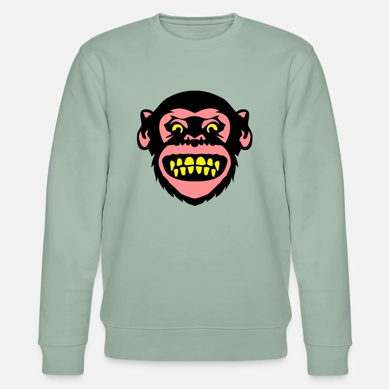 monkey monkey Grimasse 8 - Stanley/Stella Unisex Bio-Sweatshirt CHANGER  - Helles Graugrün