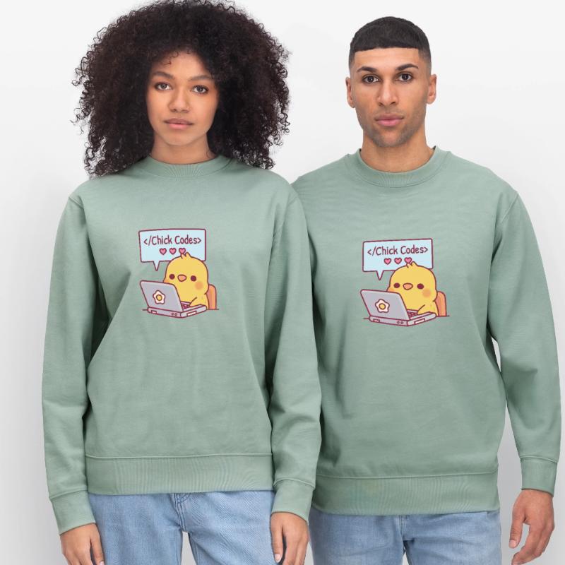 Mignon Chick Coding sur ordinateur portable Chick Codes Drôle Sweat bio CHANGER Stanley/Stella Unisexe