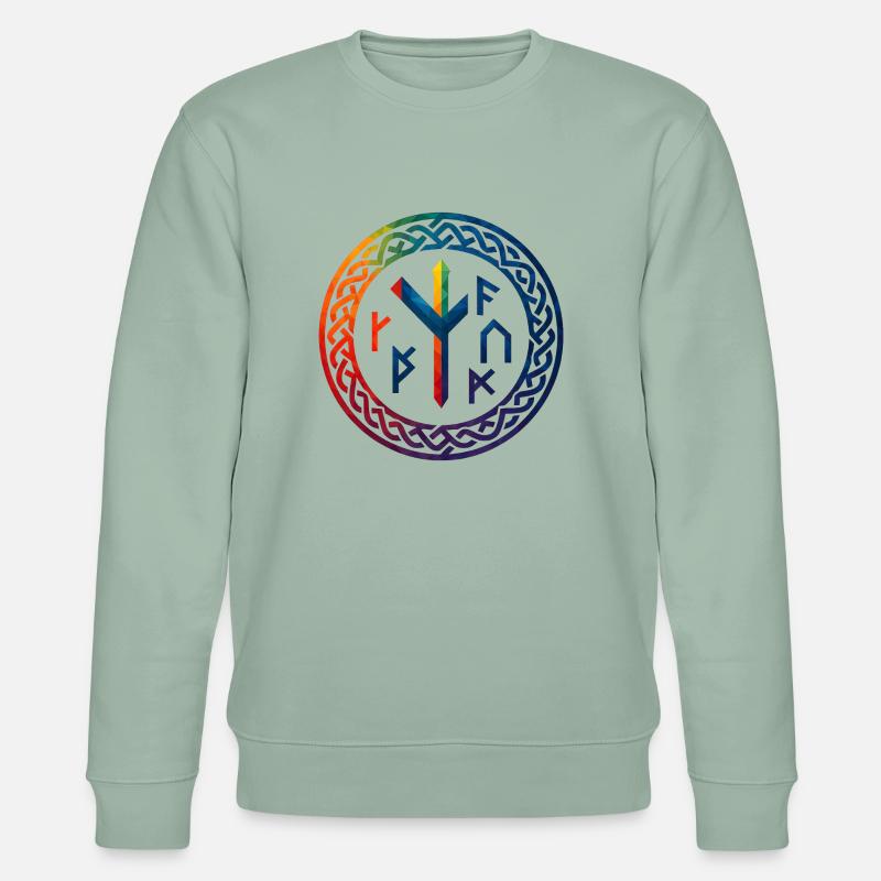 WPAP Polygon Stil - mythischer Runenring - Stanley/Stella Unisex Bio-Sweatshirt CHANGER  - Helles Graugrün
