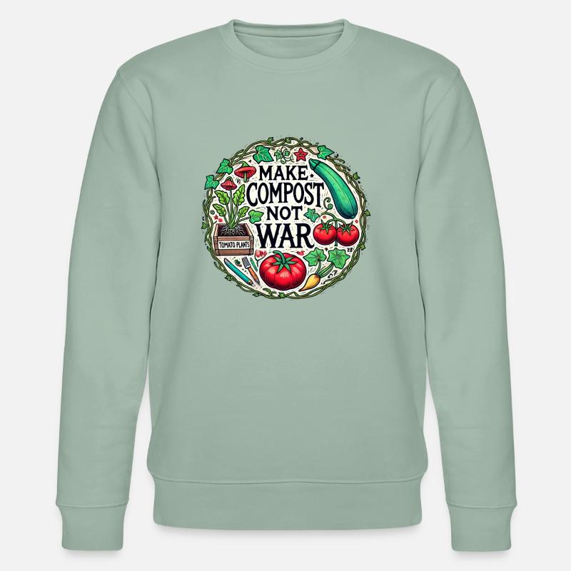 Kompost statt Krieg machen - Stanley/Stella Unisex Bio-Sweatshirt CHANGER  - Helles Graugrün