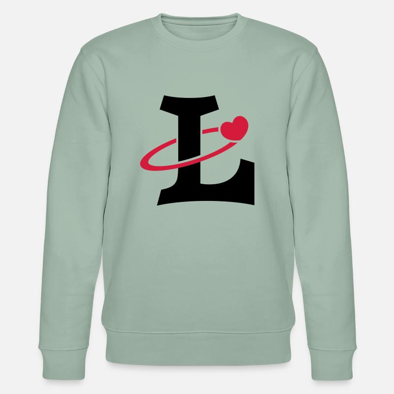 "L" Herz-Orbit - Stanley/Stella Unisex Bio-Sweatshirt CHANGER - Helles Graugrün