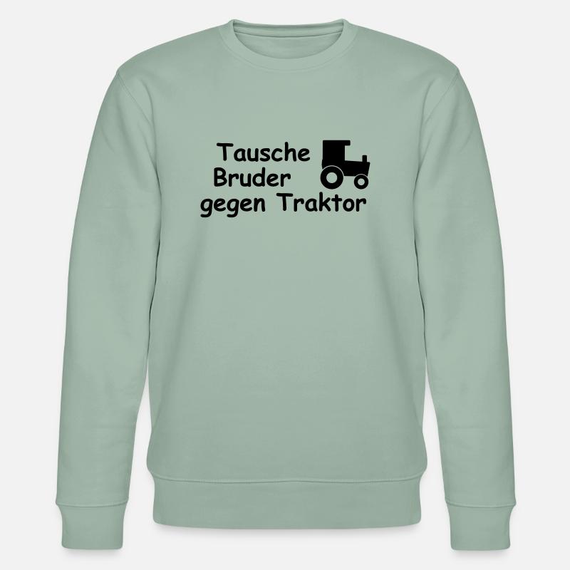 tausche bruder gegen traktor - Stanley/Stella Unisex Bio-Sweatshirt CHANGER  - Helles Graugrün