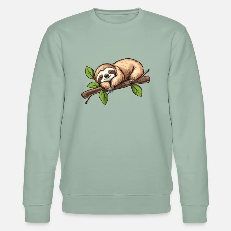 Faultier Schlafend - Stanley/Stella Unisex Bio-Sweatshirt CHANGER  - Helles Graugrün