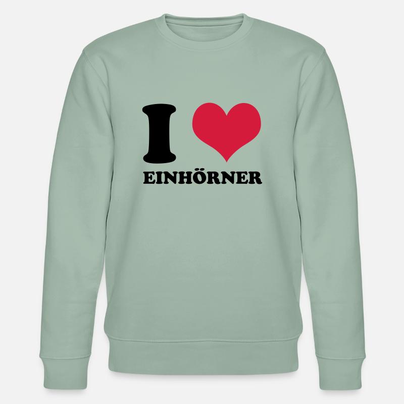 I Love Einhörner - Stanley/Stella Unisex Bio-Sweatshirt CHANGER  - Helles Graugrün