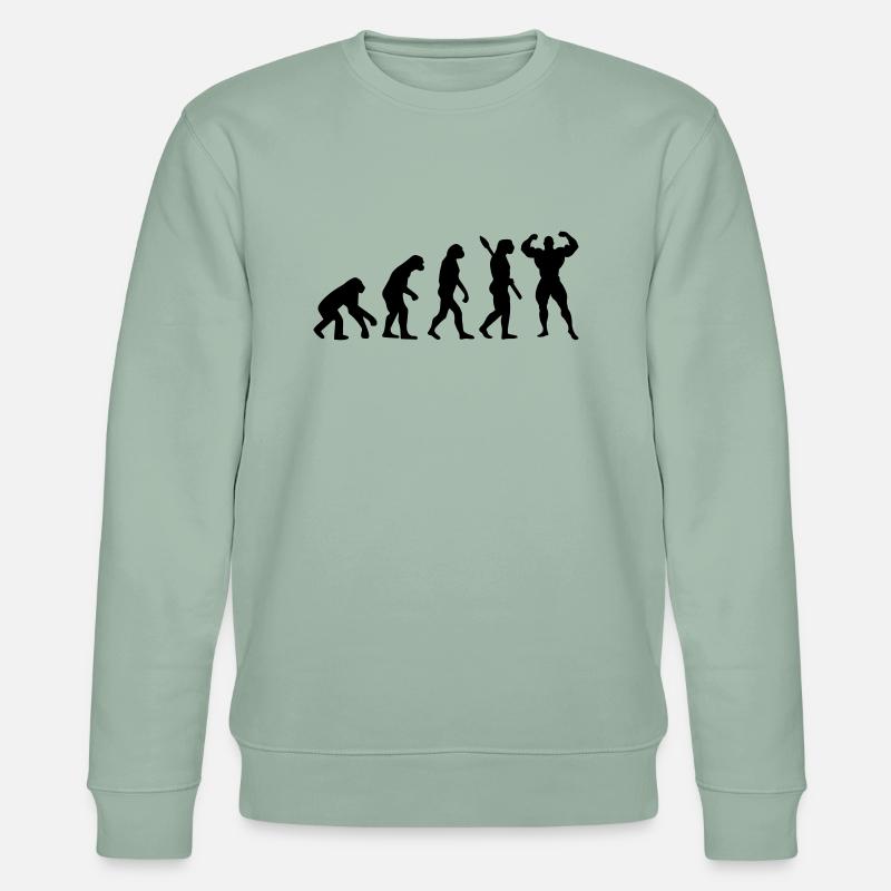 Evolution of Bodybuilder - Stanley/Stella Unisex Bio-Sweatshirt CHANGER  - Helles Graugrün