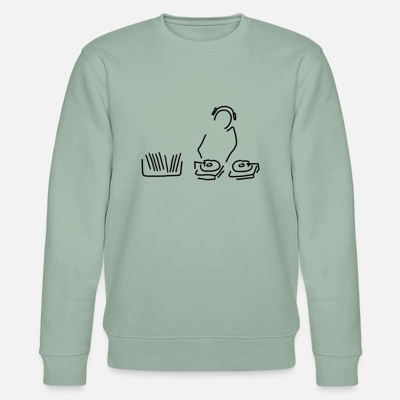 dj mit schallplatten - Stanley/Stella Unisex Bio-Sweatshirt CHANGER  - Helles Graugrün