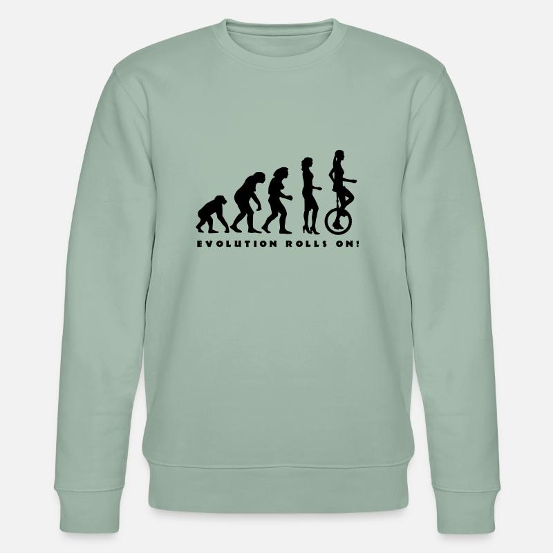 evolution_einradfahrerin_1c_b - Sweat bio CHANGER Stanley/Stella Unisexe - vert de gris clair