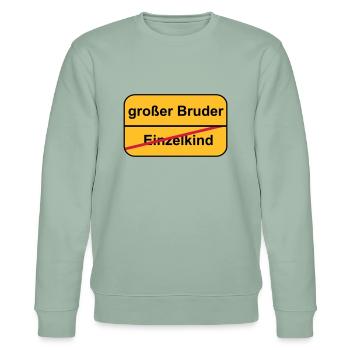 großer Bruder - Stanley/Stella Unisex Bio-Sweatshirt CHANGER  - Helles Graugrün - Vorne - Jaron (178cm) & Liana (172cm)