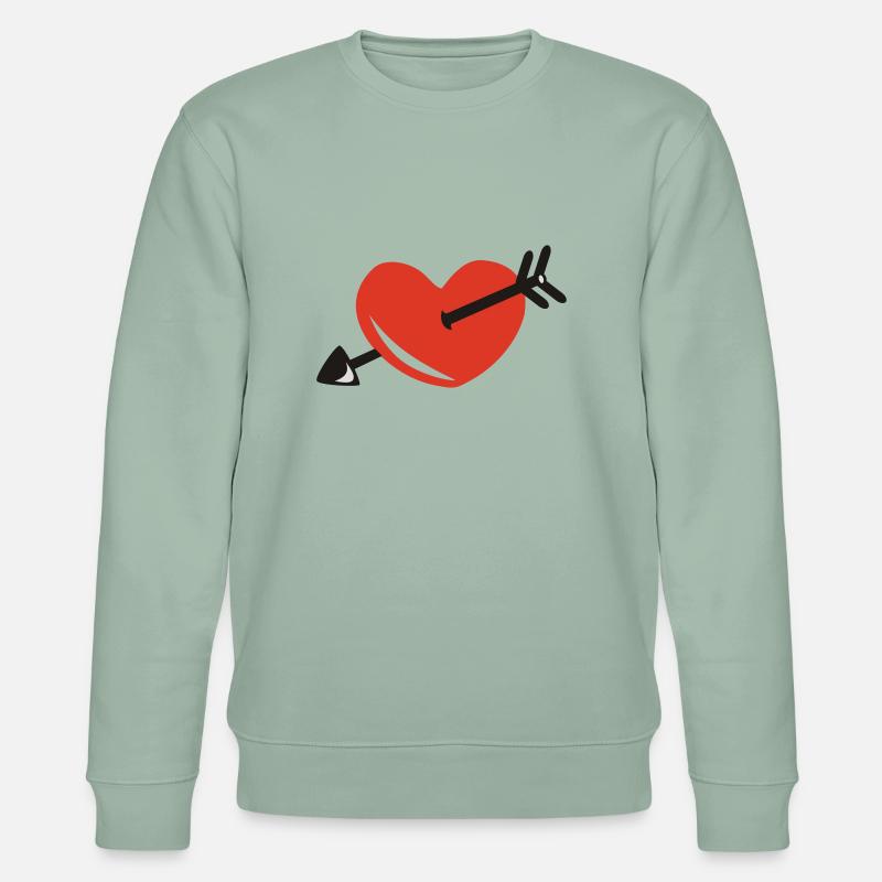 Herz - Pfeil - Stanley/Stella Unisex Bio-Sweatshirt CHANGER  - Helles Graugrün