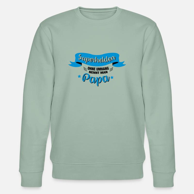 Superheld Papa - Stanley/Stella Unisex Bio-Sweatshirt CHANGER  - Helles Graugrün