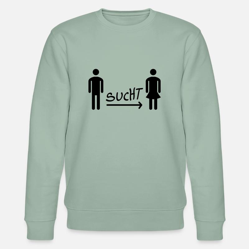 Mann sucht Frau - Single - Stanley/Stella Unisex Bio-Sweatshirt CHANGER - Helles Graugrün