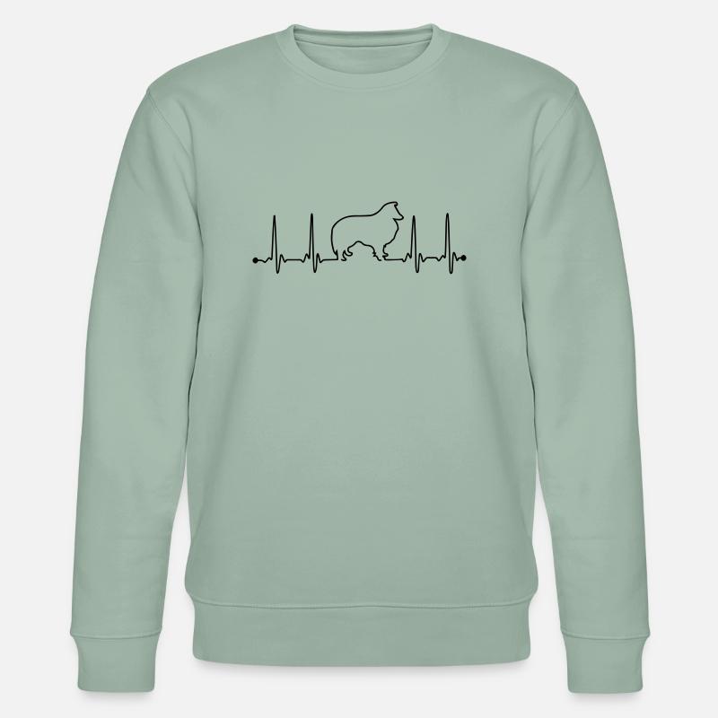 Sheltie Herzfrequenz - Stanley/Stella Unisex Bio-Sweatshirt CHANGER  - Helles Graugrün