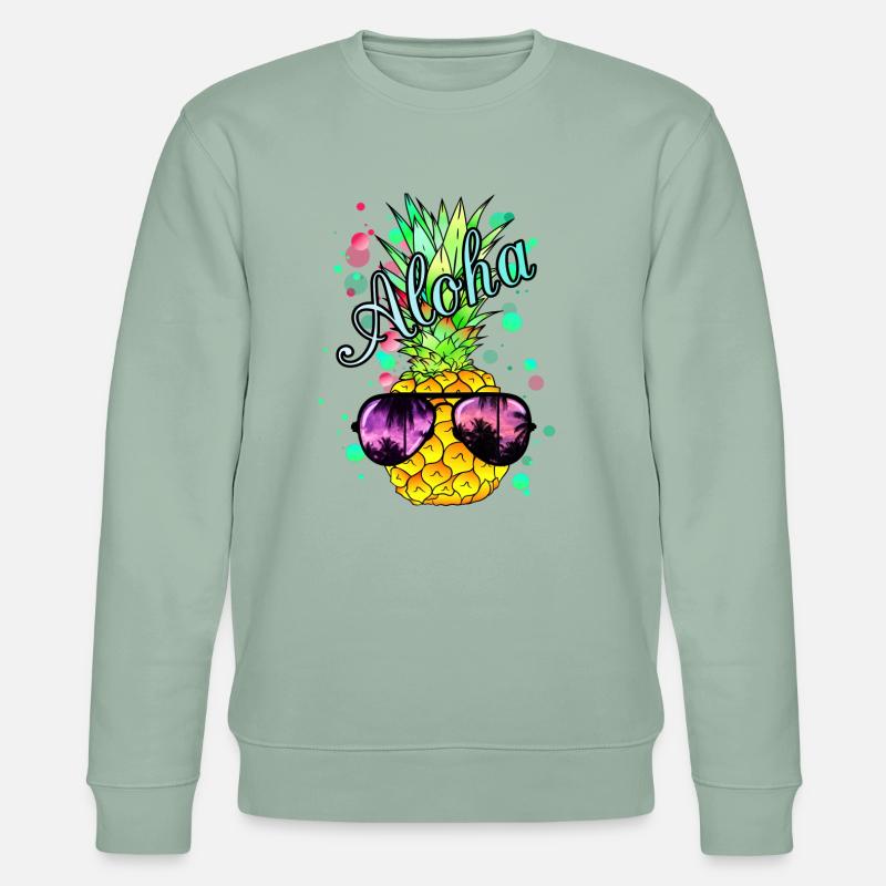 Aloha Ananas mit Sonnenbrille - Stanley/Stella Unisex Bio-Sweatshirt CHANGER  - Helles Graugrün