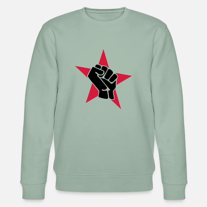 Roter Stern mit Faust - Stanley/Stella Unisex Bio-Sweatshirt CHANGER  - Helles Graugrün