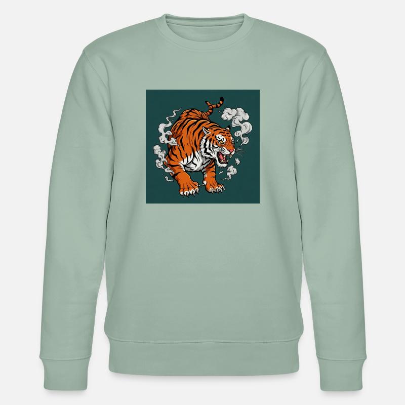 Gefährlicher Tiger - Comic Vibes - Stanley/Stella Unisex Bio-Sweatshirt CHANGER - Helles Graugrün