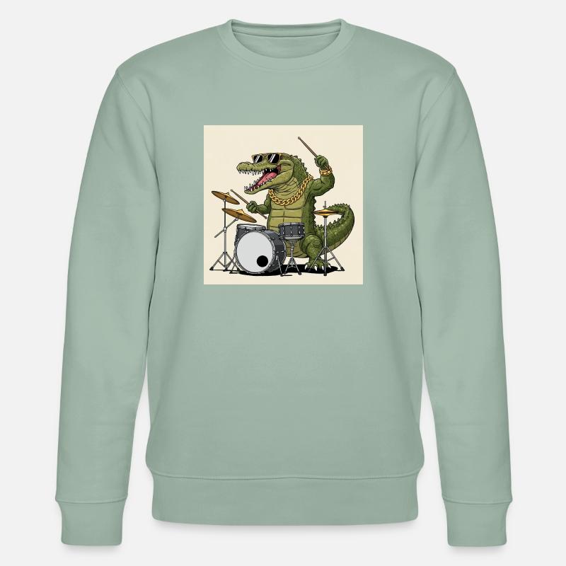 Cool crocodile with drums - Stanley/Stella CHANGER Unisex Organic Sweatshirt - aloe