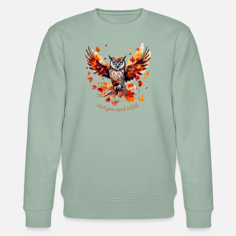 Herbst Eule - Stanley/Stella Unisex Bio-Sweatshirt CHANGER  - Helles Graugrün