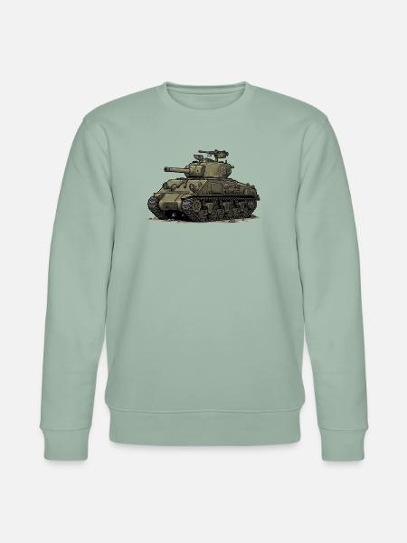 Sherman Panzer Cartoon Illustration | RCCX - Stanley/Stella Unisex Bio-Sweatshirt CHANGER - Helles Graugrün