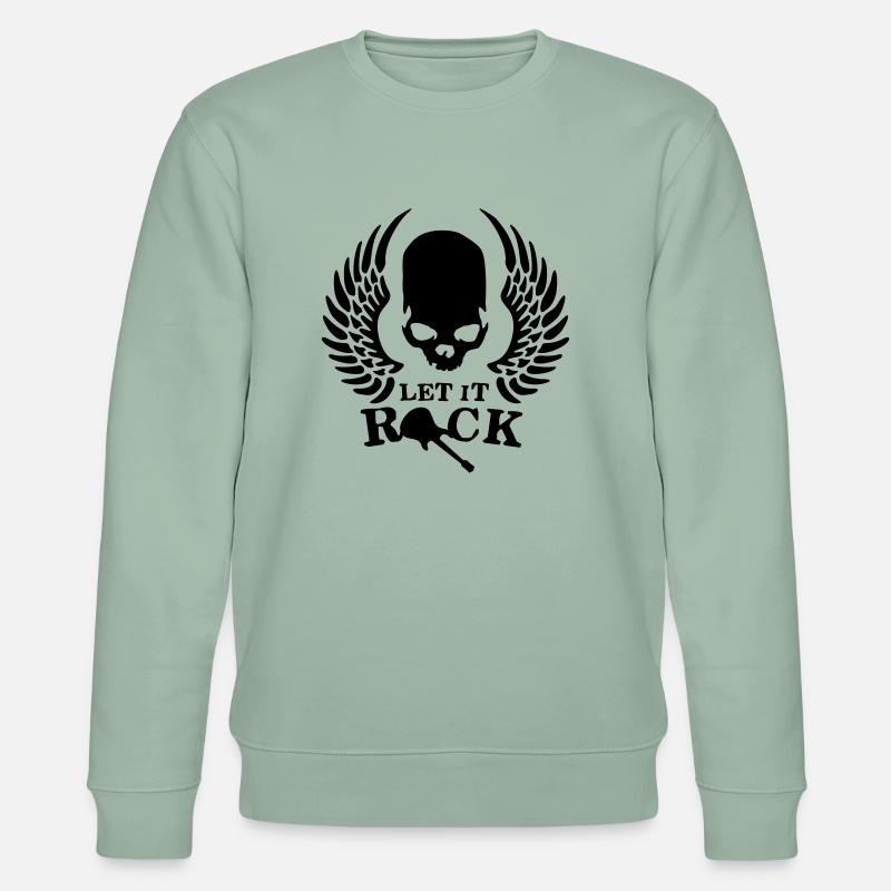 rock__roll_wing_skull_112013_e_1c - Stanley/Stella Unisex Bio-Sweatshirt CHANGER  - Helles Graugrün