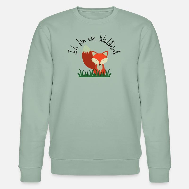 Ich bin ein Waldkind Fuchs - Stanley/Stella Unisex Bio-Sweatshirt CHANGER  - Helles Graugrün