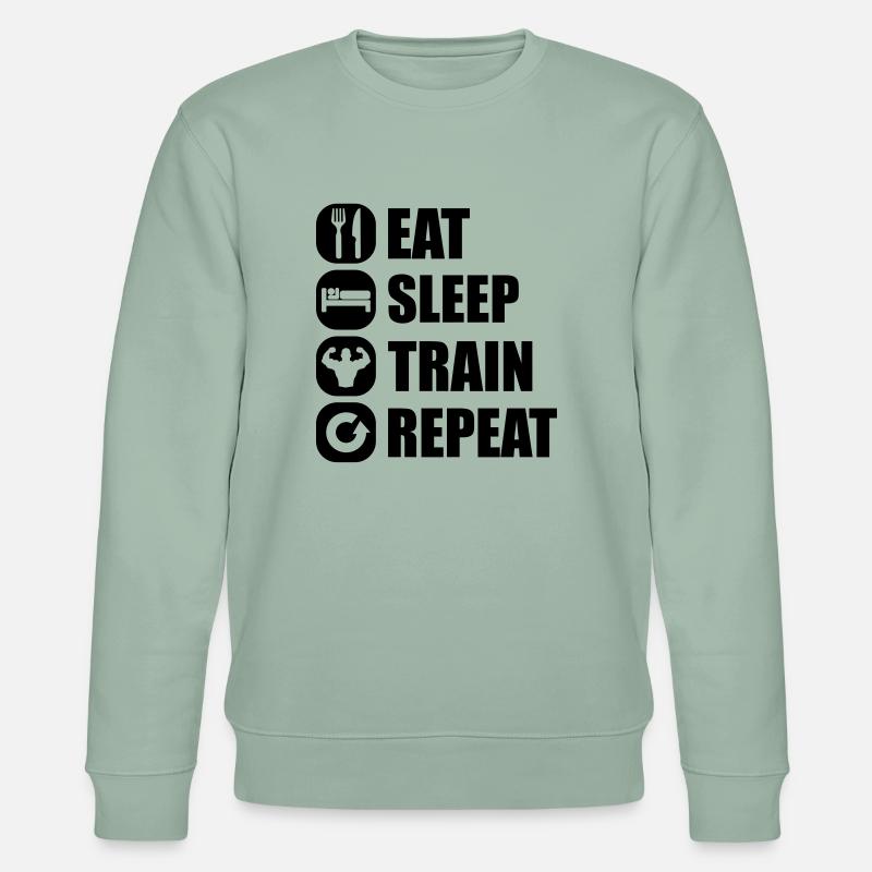 eat_sleep_train_repeat_8_1f - Stanley/Stella Unisex Bio-Sweatshirt CHANGER  - Helles Graugrün