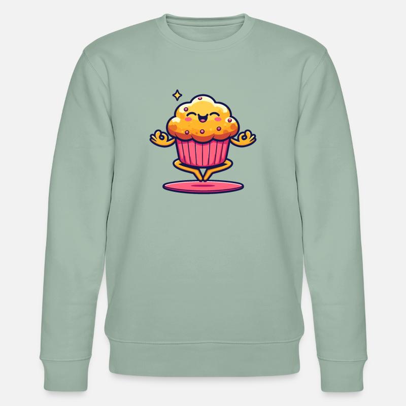 Cupcake mignon avec visage souriant - Sweat bio CHANGER Stanley/Stella Unisexe - vert de gris clair